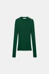 Dorothee Schumacher Wool-silk Blend Ribbed Pullover In Green