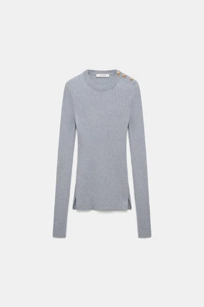 Dorothee Schumacher Wool-silk Blend Ribbed Pullover In Grey
