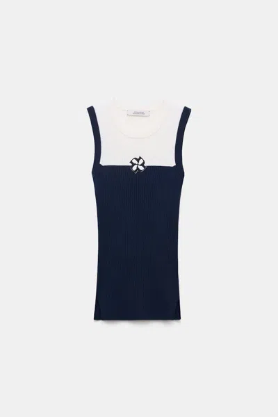 Dorothee Schumacher Wool-silk Blend Ribbed Shell In Blue