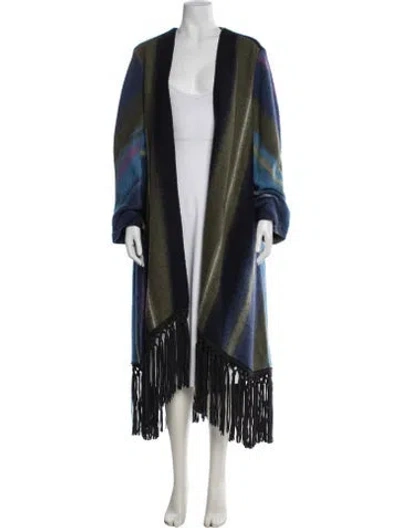 Pre-owned Dorothee Schumacher Wool Striped Coat W/ Tags In Blue