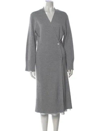 Pre-owned Dorothee Schumacher Wool V-neck Sweater In Gray
