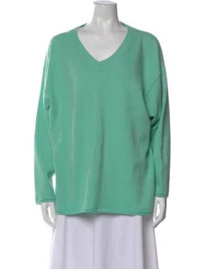 Pre-owned Dorothee Schumacher Wool V-neck Sweater In Green