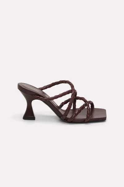 Dorothee Schumacher Woven Calfskin Flared Heel Sandals In Red