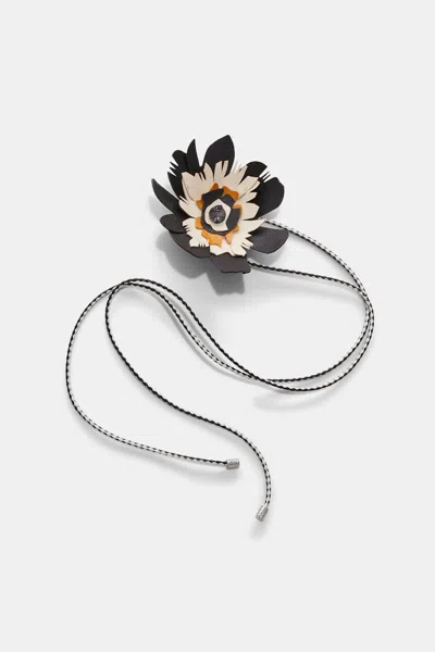 Dorothee Schumacher Woven Leather Choker Wrap With Small Leather Flower In Multi