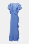 Dorothee Schumacher Wrap Dress With Ruffles In Blue
