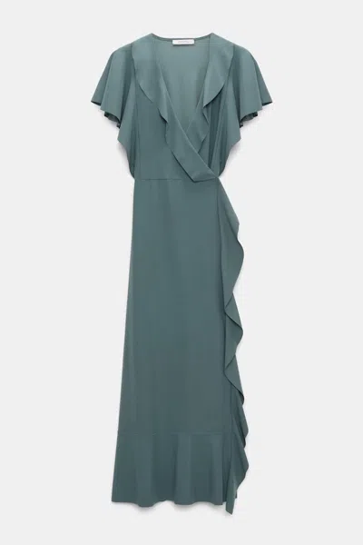 Dorothee Schumacher Wrap Dress With Ruffles In Green