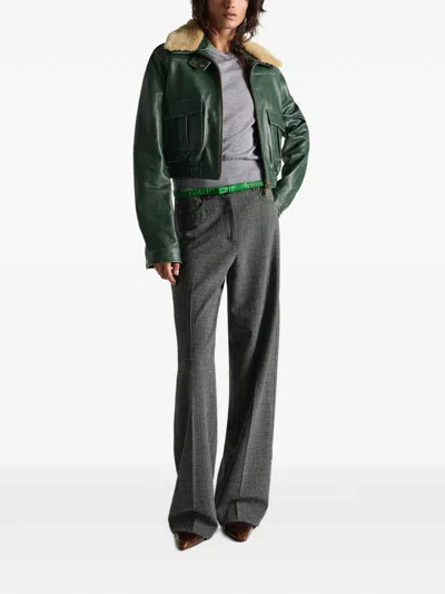 Dorothee Schumacher X  Leather Jacket In Green