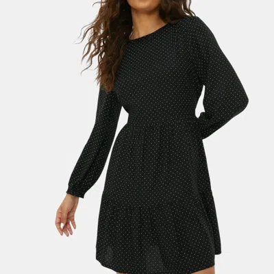 Dorothy Perkin Womens/ladies Spotted Tiered Petite Mini Dress In Black