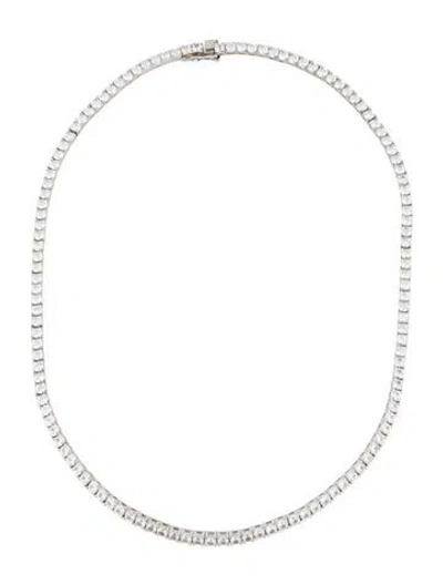 Pre-owned Dorsey 12.60ctw Lab-grown Colorless Sapphire Moss Rivière Tennis Necklace, 16" In Multi