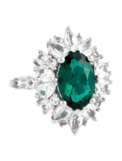 Pre-owned Dorsey 1.92ct Synthetic Emerald & Synthetic Sapphire Cocktail Ring In Multicolor