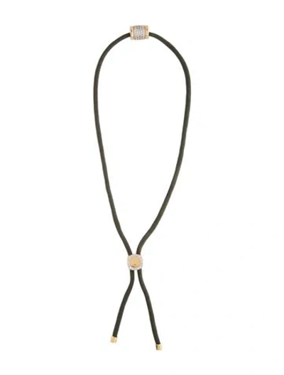 Pre-owned Dorsey 3.36ctw Synthetic Sapphire Paracord Bolo Necklace, 11.5" In Green
