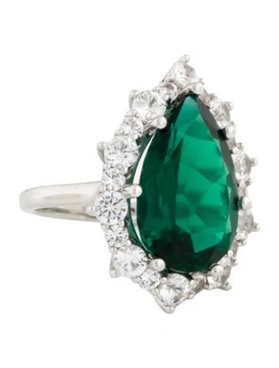 Pre-owned Dorsey 6.19ct Synthetic Emerald & Synthetic Sapphire Cocktail Ring In Multicolor