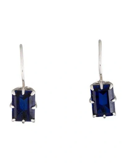 Pre-owned Dorsey 6.25ctw Synthetic Sapphire Drop Earrings In Blue