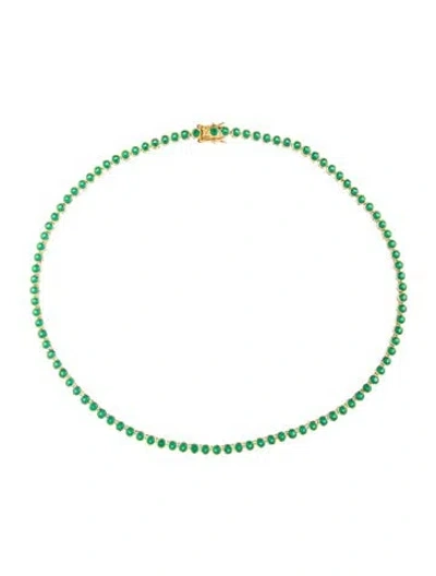 Pre-owned Dorsey 7.66ctw Synthetic Emerald James Bezel Rivière Necklace, 16.5" In Multi