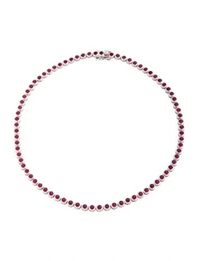 Pre-owned Dorsey 9.12ctw Synthetic Ruby James Bezel Rivière Necklace, 15" In Multicolor