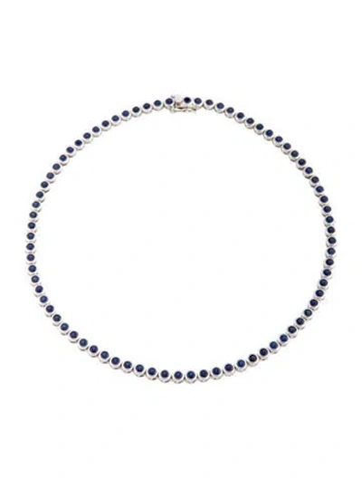 Pre-owned Dorsey 9.12ctw Synthetic Sapphire Jamez Bezel Rivière Necklace, 15" In Multicolor