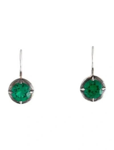 Pre-owned Dorsey Crystal Lucien Latchback Earrings In Green