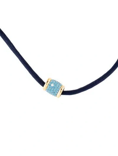 Pre-owned Dorsey Lab-grown Diamond & Crystal Paracord Pendant Necklace, 27" In Blue