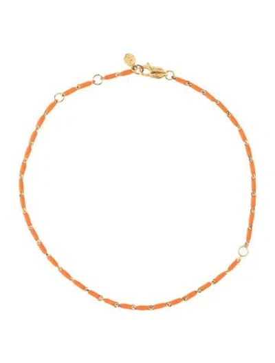 Pre-owned Dorsey Moissanite & Enamel Anklet, 10" In Orange