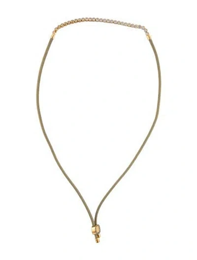 Pre-owned Dorsey Synthetic Colorless Sapphire & Paracord James Bezel Necklace, 22" In Brown