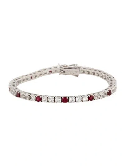 Pre-owned Dorsey Synthetic Colorless Sapphire & Synthetic Ruby Kate Rivière Bracelet, 6.25" In Multicolor