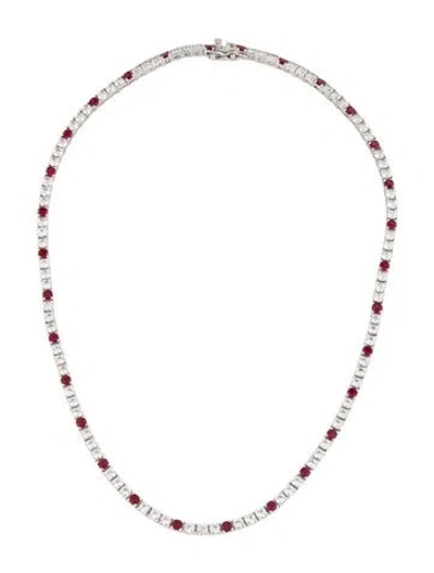 Pre-owned Dorsey Synthetic Colorless Sapphire & Synthetic Ruby Kate Rivière Necklace, 16" In Multicolor