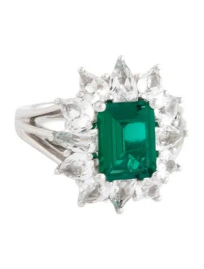 Pre-owned Dorsey Synthetic Emerald & Synthetic Sapphire Cocktail Ring In Multicolor