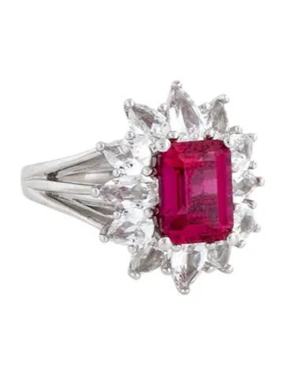 Pre-owned Dorsey Synthetic Ruby & Synthetic Sapphire Cocktail Ring In Multicolor