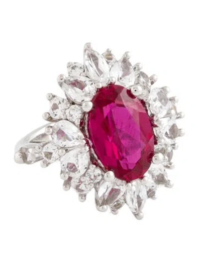 Pre-owned Dorsey Synthetic Ruby & Synthetic Sapphire Cocktail Ring In Multicolor