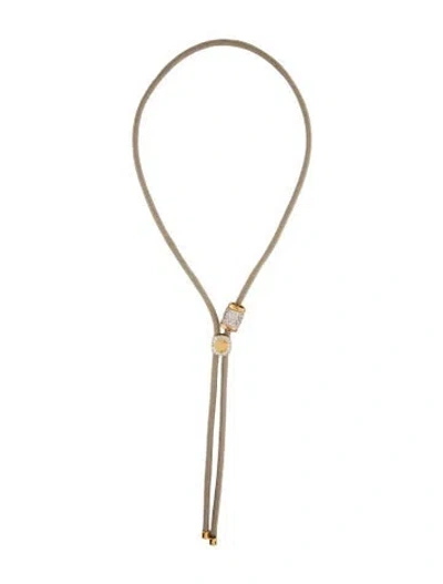 Pre-owned Dorsey Synthetic Sapphire & Paracord Yves Marine Necklace, 23" In Brown/clear