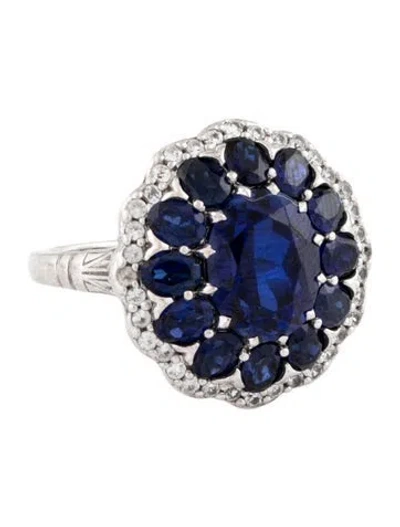 Pre-owned Dorsey Synthetic Sapphire & Synthetic Colorless Sapphire Cocktail Ring In Multi