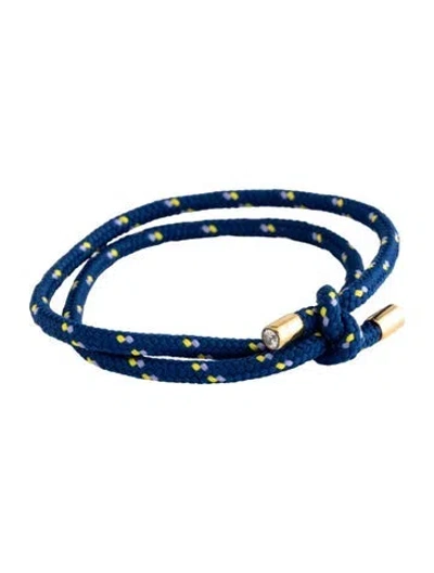 Pre-owned Dorsey Synthetic Sapphire Paracord Rouge Tie Anklet In Blue/yellow