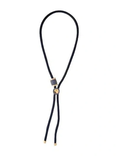 Pre-owned Dorsey Synthetic Sapphire Yves Marine Paracord Necklace, 24" In Blue