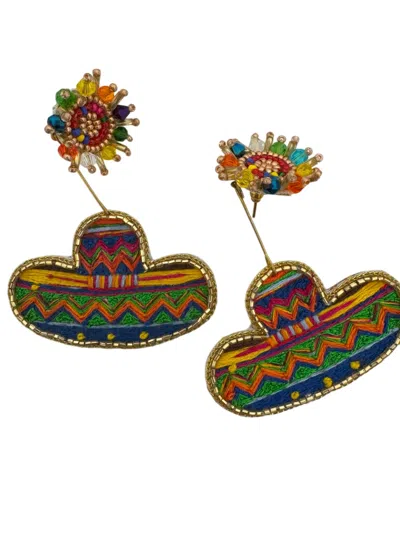 Dos Femmes Women Sombrero Earrings In Red/green