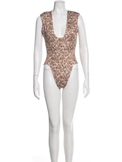 Pre-owned Dos Gardenias Animal Print One-piece W/ Tags In Multicolor