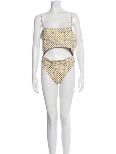 Pre-owned Dos Gardenias Graphic Print One-piece W/ Tags In White