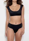 Dos Gardenias The Modern Cheeky Bikini Bottom In Noir In Black