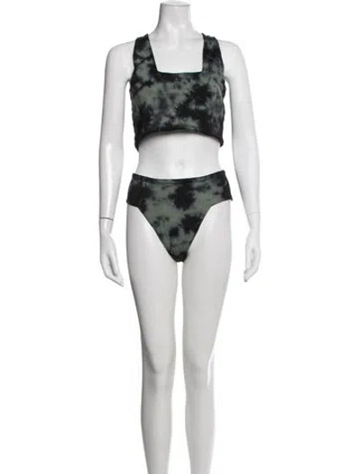 Pre-owned Dos Gardenias Tie-dye Print Bikini W/ Tags In Black