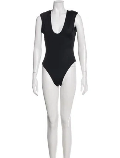 Pre-owned Dos Gardenias Whipstitch Trim One-piece W/ Tags In Black