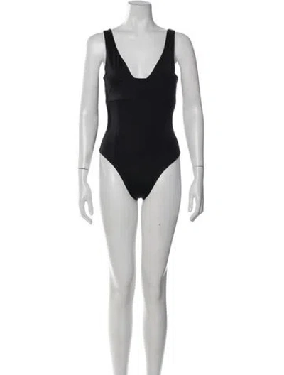 Pre-owned Dos Gardenias Whipstitch Trim One-piece W/ Tags In Black