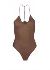 Dos Gardenias Women's Bella Halter One Piece In Earth In Brown