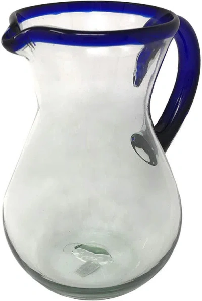 Dos Sueños Rim & Handle Glass Pitcher In Cobalt Blue
