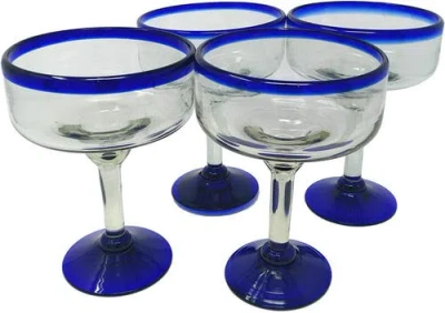 Dos Sueños Rim Margarita Glasses In Cobalt Rim