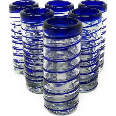 Dos Sueños Spiral Tequila Shot Glasses In Blue