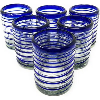 Dos Sueños Tumbler Glasses With Spiral In Blue
