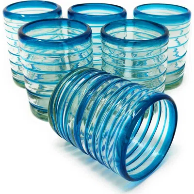 Dos Sueños Tumbler Glasses With Spiral In Blue