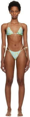 Dos Swim Ssense Exclusive Blue Ty Top & Luna Bottom Bikini In Zebra 1