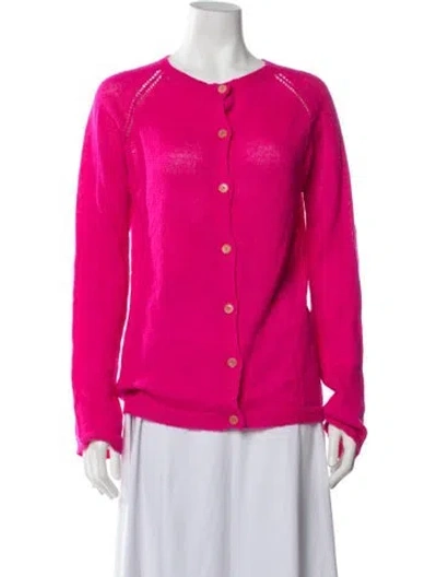 Pre-owned Dosa Alpaca Open Front Sweater In Pink