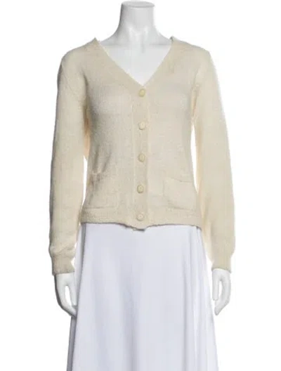 Pre-owned Dosa Alpaca V-neck Sweater In Neutral