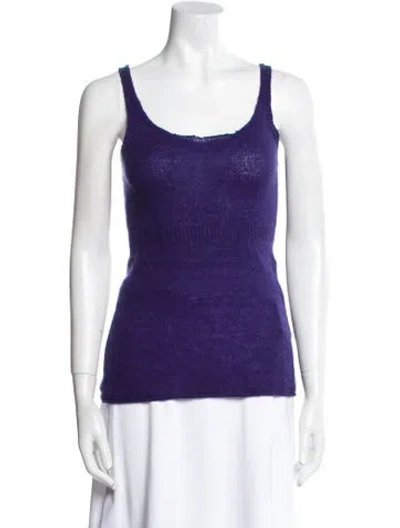 Pre-owned Dosa Cashmere Scoop Neck Top In Blue